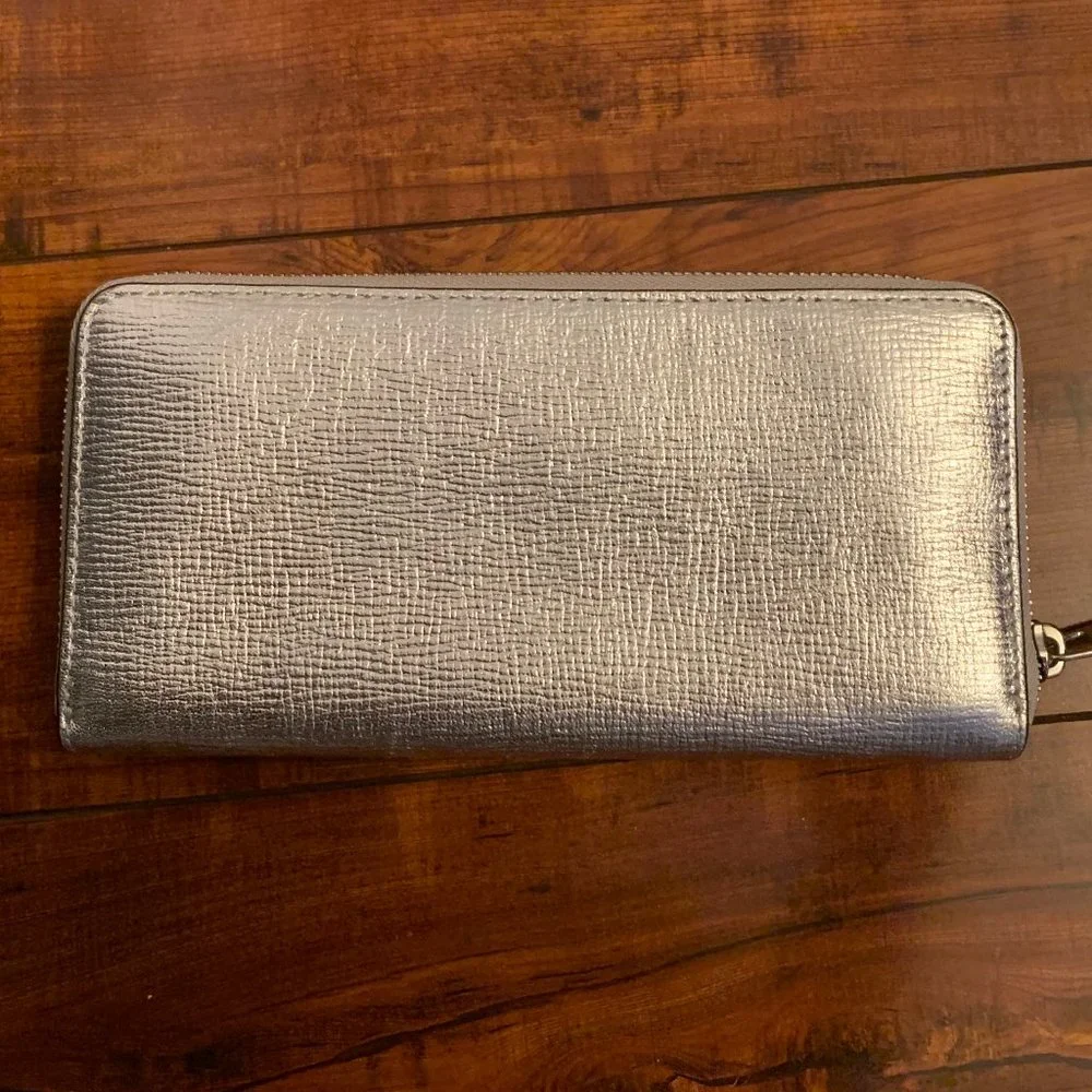 Michael Kors Metallic Silver Zip-Around Wallet